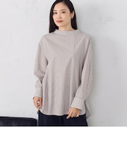 ミニスタンドカラー　ストライプ　ブラウス