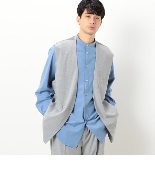 【セットアップ対応】リサイクル かすりチェック トロ オーバーサイズ ジレ