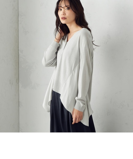 サテンドッキング Vネックカーディガン