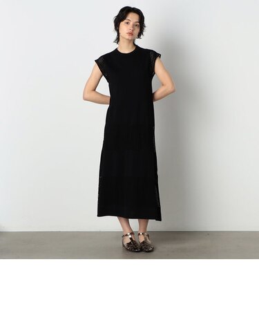 スクエアメッシュ編みニット　ワンピース