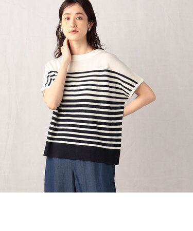 フレンチスリーブ　ボーダーニットＴシャツ