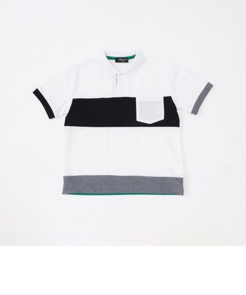 配色切り替え　鹿の子ポロシャツ