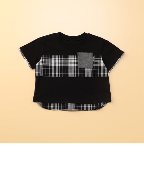 マドラスチェック使い　半袖Tシャツ(80・90cm)