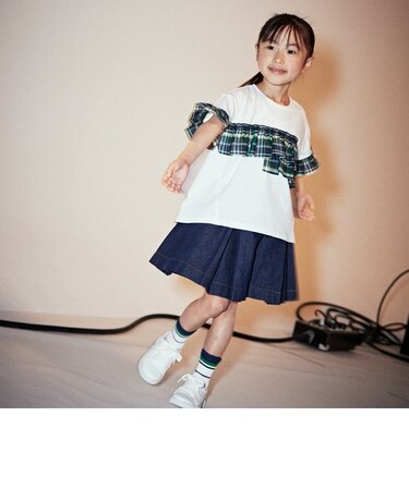 マドラスチェック フリル半袖Tシャツ