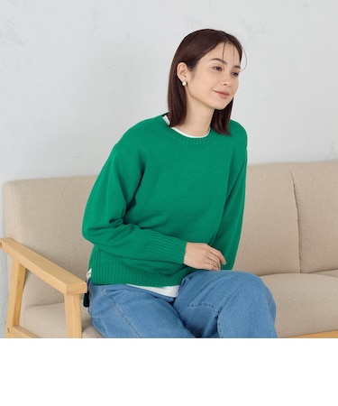 クルーネック カラーニット