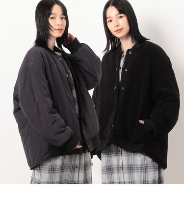 【リバーシブル】中綿キルトボアブルゾン
