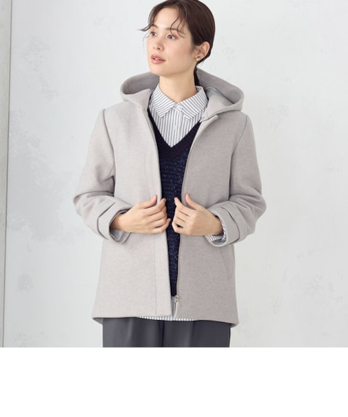 ★TV着用商品★2WAY ジャージーフーデット ショートコート