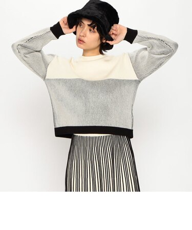 【セットアップ対応】ストライプ柄ニット