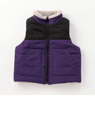 【リバーシブル】タフタ×ボア　中綿ベスト