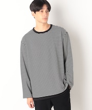 ボーダー柄 フェイクレイヤードＴシャツ