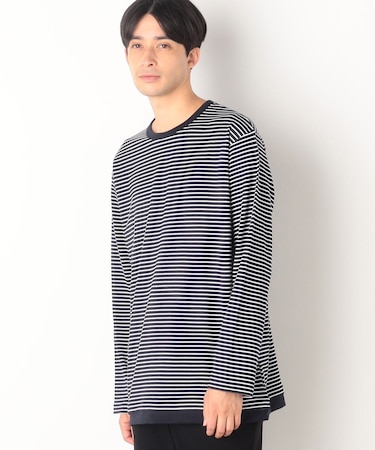 ボーダー柄 フェイクレイヤードＴシャツ