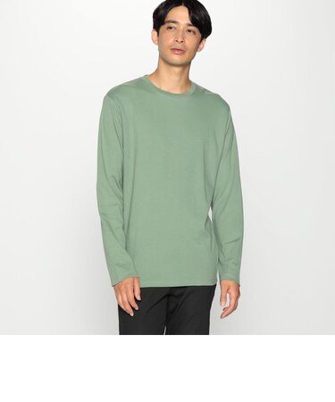 吸湿発熱 ロゴプリント クルーネックロングスリーブＴシャツ