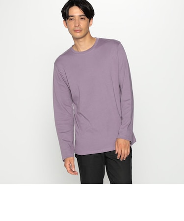 吸湿発熱 ロゴプリント クルーネックロングスリーブＴシャツ