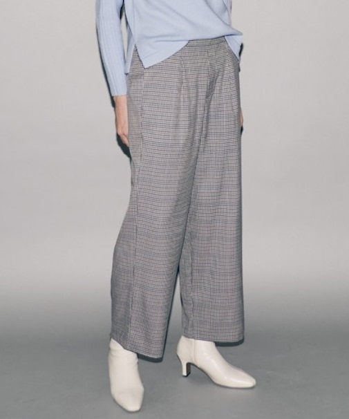 【美しい ベーシックパンツ】ＴＲツイル　ワイドパンツ