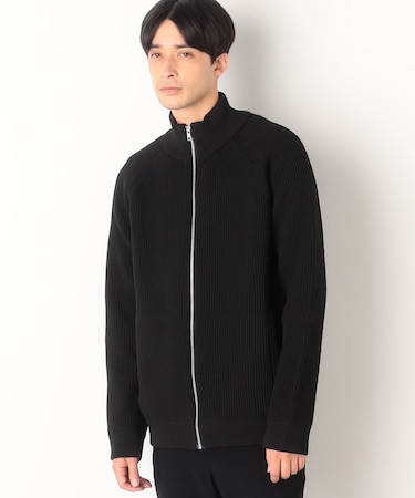 両畦編み ジップアップ ニットブルゾン