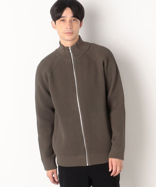 両畦編み ジップアップ ニットブルゾン