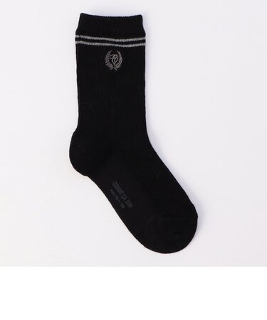 刺しゅう入り　ライン　クルーソックス