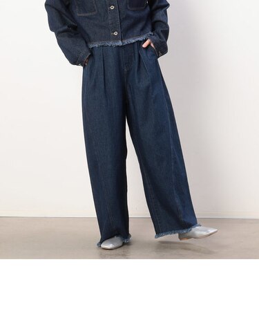 デニムフリンジ ワイドパンツ/セットアップ対応