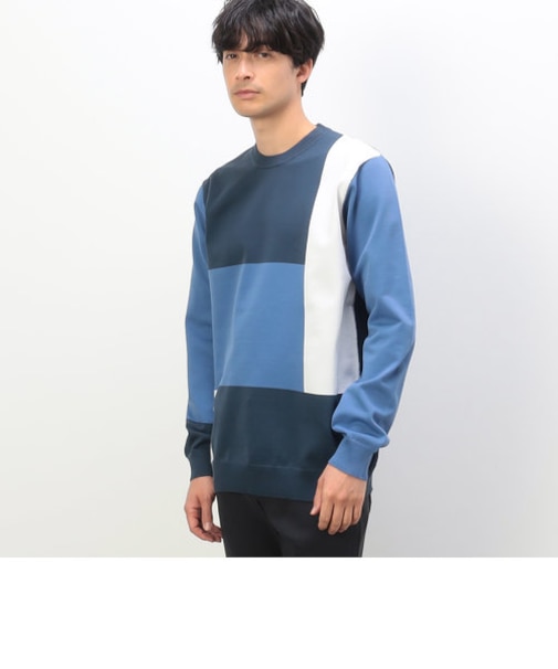 【マシンウォッシャブル】パッチワーク ニット プルオーバー