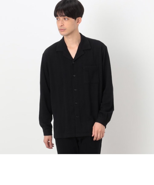 ケーブルジャカード オープンカラーシャツ