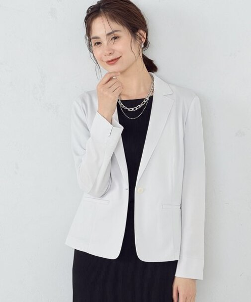 【 ウォッシャブル ストレッチ 】鹿の子  テーラードジャケット