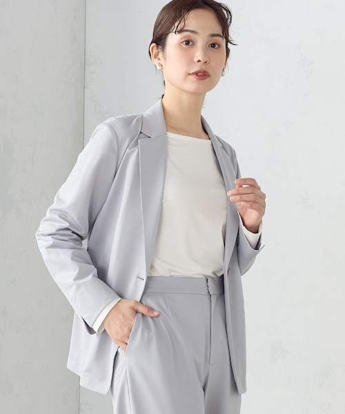洗えるストレッチセットアップ ノッチジャケット チェック｜オリヒカの
