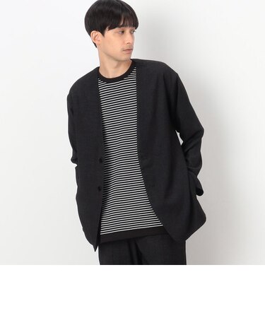 【セットアップ対応】デニムライクジャージー ラペルレス ジャケット