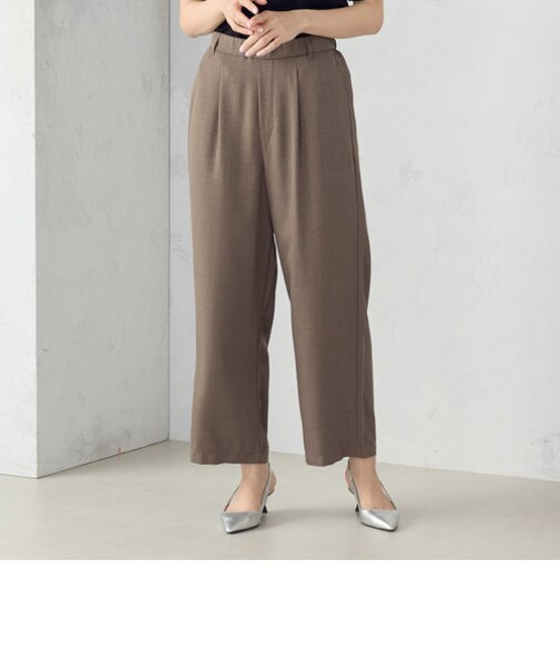 リネンライク ワイドパンツ