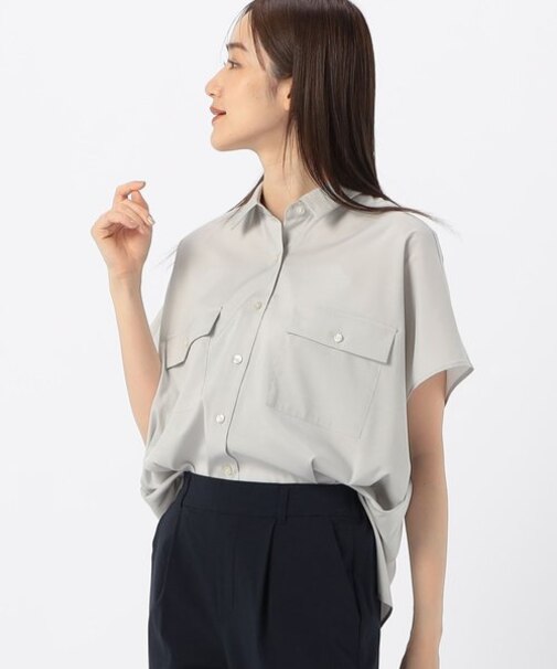 ストレッチポリエステルブロード　ドルマンスリーブシャツ