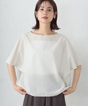 ストライプ柄 ニュアンス Tブラウス