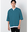 七分袖 フェイクレイヤード キーネックＴシャツ