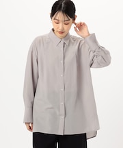 ポリエステルスパンブロード 後ろタック ロングシャツ