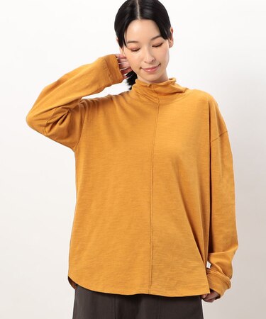 綿１００％　スラブ　ハイネックＴシャツ　（長袖）