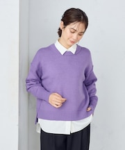 【 ウォッシャブル 】日本の色クルーネックニット