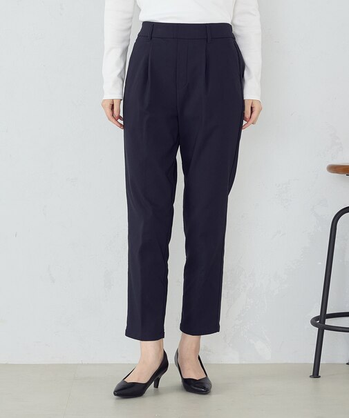 【 美しいベーシックパンツ 】　裏起毛　カルゼ　テーパードパンツ