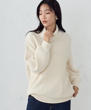 ラメモール　オフタートルネックニット