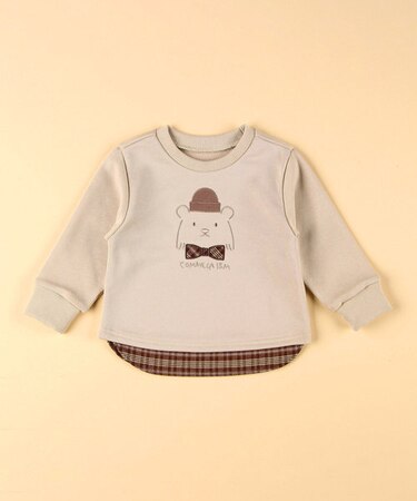 クマ アップリケ レイヤード トレーナー