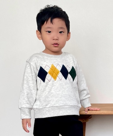 アーガイルモチーフ 長袖トレーナー(ベビーサイズ)