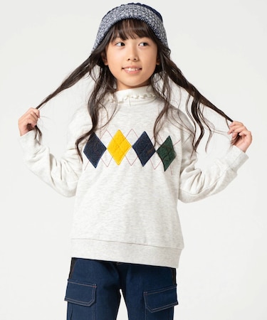 アーガイルモチーフ 長袖トレーナー