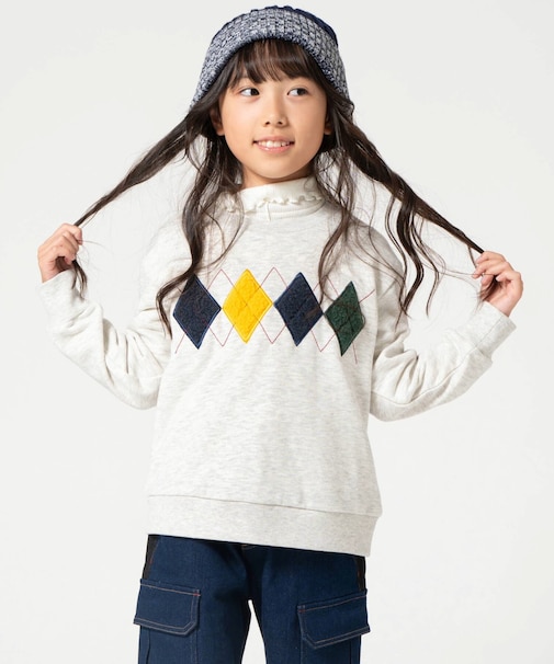 アーガイルモチーフ 長袖トレーナー