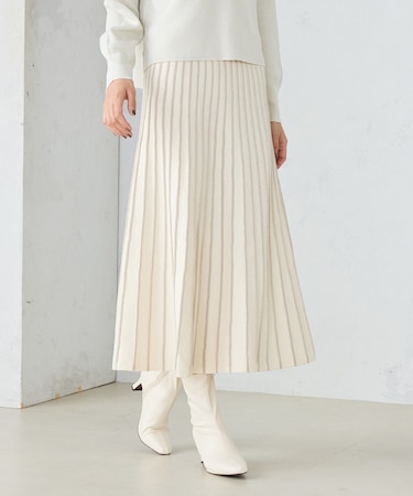 ラメニット　プリーツスカート / セットアップ対応