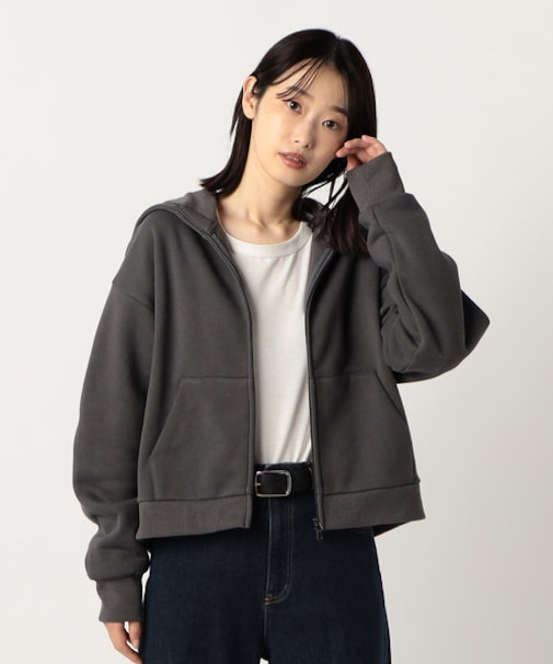 裏起毛 ダブルジップ パーカー