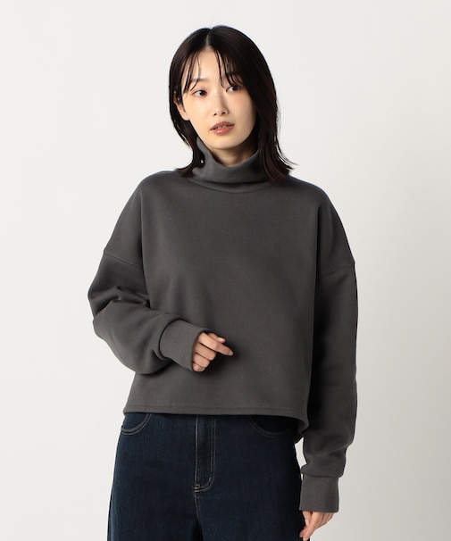 裏起毛 ショート丈 ハイネックトレーナー