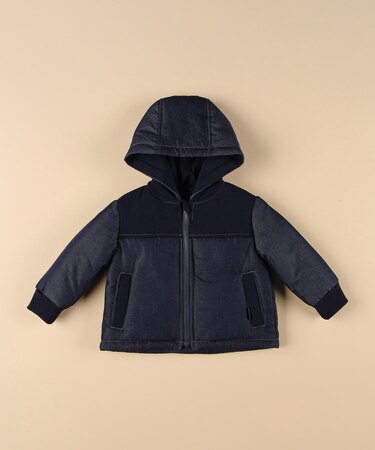 デニム調×ナイロングログラン 中綿ブルゾン(ベビーサイズ)