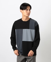カラーブロック パッチワーク クルーネックTシャツ