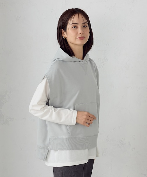 【セットアイテム】裏毛フーディベスト＋ロングTシャツ / セットアップ対応