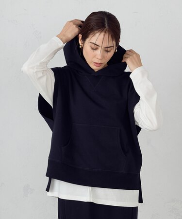 【セットアイテム】裏毛フーディベスト＋ロングTシャツ / セットアップ対応