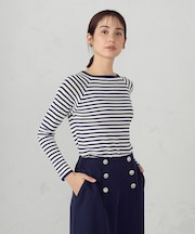 ボーダー　スクエアネック　ニット