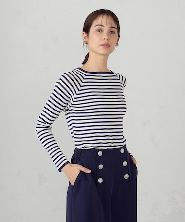 ボーダー　スクエアネック　ニット