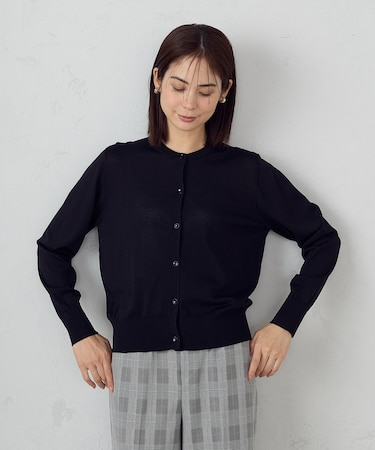 【ウォッシャブル】UVカット ベーシック クルーネックカーディガン